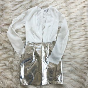 Revolve rare London metallic silver skirt dress